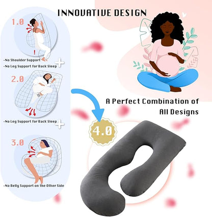 ALLOPERA Pregnancy Pillow, Full Body Maternity Pillow 57 inch, with Removable Washable Cover - Sleep Support for Legs, Back, Neck, Shoulder, HIPS, Belly for Pregnent Women, Velvet Cover(Dark Grey)