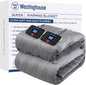 Westinghouse Electric Blanket Queen Size, Super Cozy Soft Flannel 84"" x 90"" Heated Blanket with 10 Fast Heating Levels & 1-12 Auto-Off, Machine Washable, ETL&FCC Certification, Light Grey