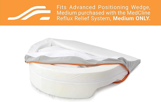 MedCline Bed Wedge Pillow Case, Fits Bed Wedge Pillow for Acid Reflux Relief, Enhanced Support and Better Sleep, Soft, Washable, Plush Comfort, Hidden Zipper for Easy Care, 30" x 32" x 7", Medium