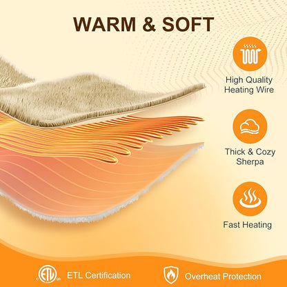 Heated Throw Blanket 50"X60"- Soft Double Sided Sherpa Electric Throw Blanket with 5 Heatings Levels & 4 hrs Auto Shut Off, Overheat Protection & ETL Certified, Gift for Women(Grey)