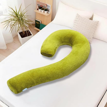 Body Pillow for Adults - Soft Long Bed Pillows Insert for Sleeping - Shredded Memory Foam and Removable Washable Cover - Swan Shaped Side Sleeper Pregnancy Pillow 49 Inch (Light Green)