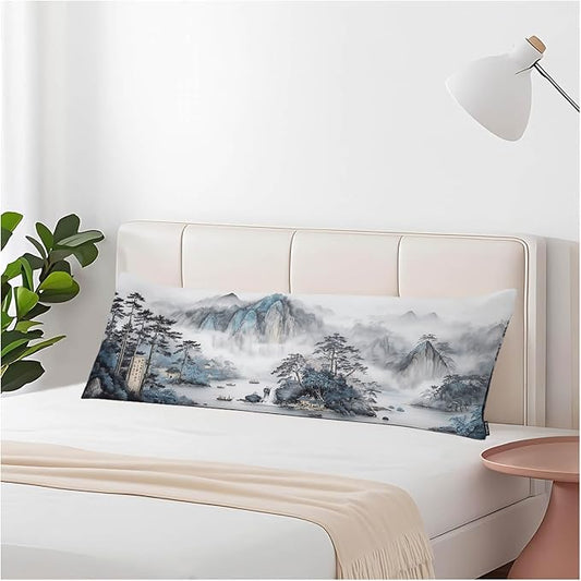 Japanese Landscapes Body Pillow Cover Japanese Mountain Painting Decorative Body Pillow Covers Long Pillow Cushion Case Zipper Body Pillowcase for Bedding,Couch,Home 20"X54"