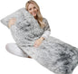 ZonLi Fluffy Body Pillow, Full Body Pillows for Adults, Long Pillow for Sleeping with Removable Cover and Adjustable Filling for Side Sleeper & Pregnancy，Large and Firm Pillow, Machine Washable(Grey)