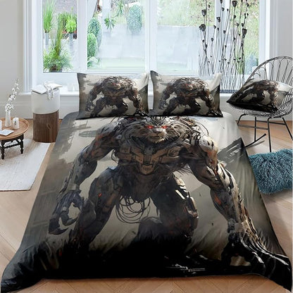 Tiger Bed Duvet Cpmforter Cover Sets Full Size with 2 Pillowcases for Kids Boys Teens Adult Bedroom Decor, Animal Petal Country Bedding Decor