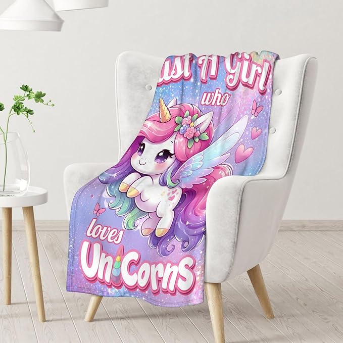 Unicorn Blanket, Kids Blanket, Glitter Sparkles Unicorn, 50 x 40 Inches Unicorn Blanket for Girls Adults, Cool Soft Cozy Fuzzy Blanket for Bed Bedding Room, Travel, Sofa, Camping