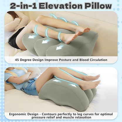 Inflatable Leg Elevation Pillow After Surgery, Wedge Leg Elevating Pillows for Injury Recovery, Blood Circulation, Swelling, Legs Support Cushion Knee Hip Ankles Pain