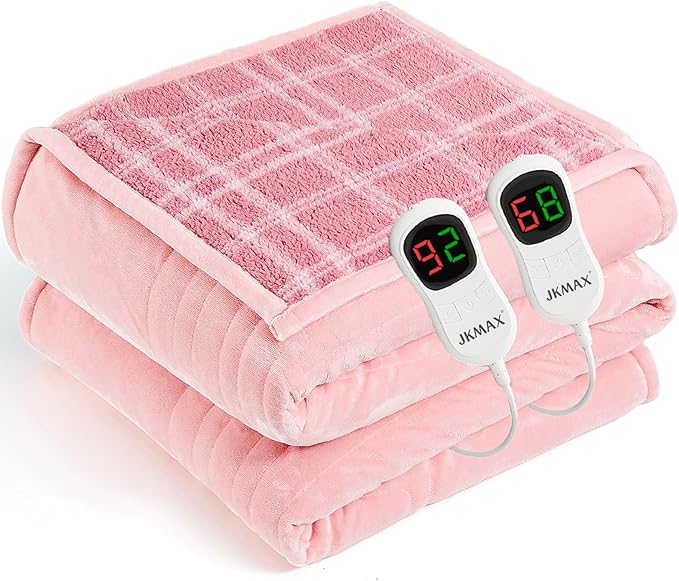 Heated Electric Blanket Queen Size - 84"x90" Flannel Heating Blanket with 10 Heating Levels & 5 Time Settings Over-Heat Protection, Winter Warmer for Adults with ETL Certification（Pink）
