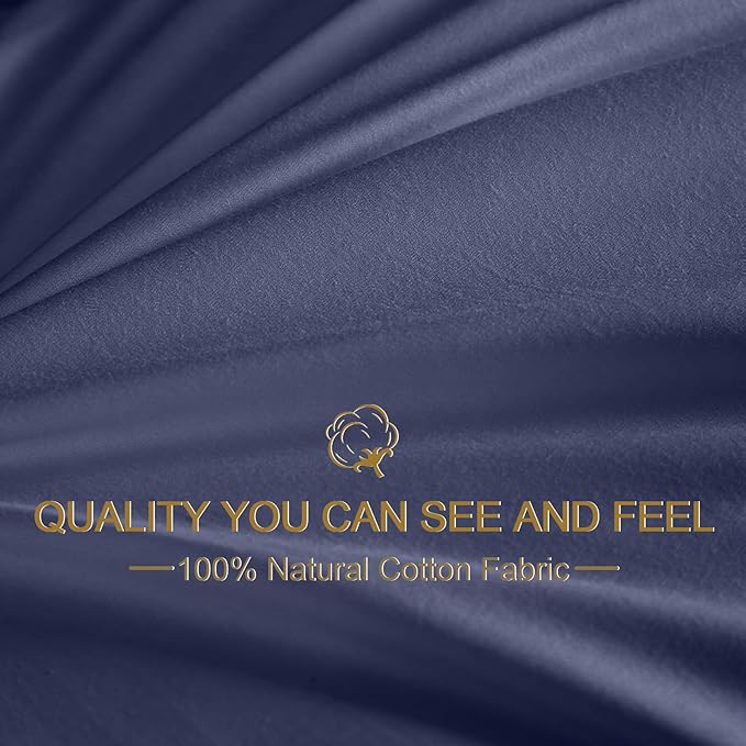 Goose Down Body Pillows for Adults, Large Body Pillow for Side Sleeper, Hugging Feather Body Pillow Insert, Cooling Full Length Long Pillow for Bed with 100% Organic Cotton Shell, Navy Blue 20"x60"