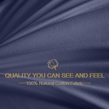Goose Down Body Pillows for Adults, Large Body Pillow for Side Sleeper, Hugging Feather Body Pillow Insert, Cooling Full Length Long Pillow for Bed with 100% Organic Cotton Shell, Navy Blue 20"x54"