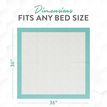 Inspire Super and Ultra Absorbent Disposable Bed Pads, 36" X 36", Pack of 50 with Adhesive, XXL