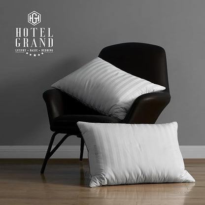 Hotel Grand Luxury Feather Down Pillows Standard Size Set of 2 Pack Hypoallergenic Medium Firm Pillows 100% Cotton Breathable Sleeping Pillows for Back/Side Sleepers Bed Pillows,20" X26"(2 Pack)
