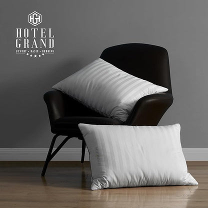Hotel Grand Luxury Feather Down Pillows King Size Set of 2 Pack Hypoallergenic Medium Firm Pillows 100% Cotton Breathable Sleeping Pillows for Back/Side Sleepers Bed Pillows,20" X36"(2 Pack)