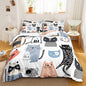CVHOUSE Cat Duvet Cover Set, Cartoon Cat Comforter Set, Queen Size, 3 Piece Set (1 Quilt Cover, 2 Pillowcases)