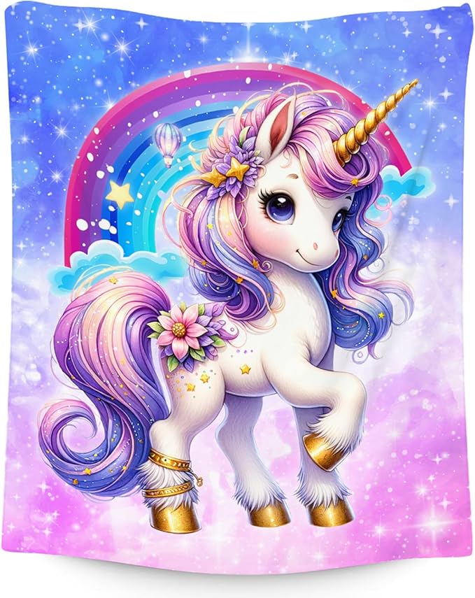 Unicorn Blanket for Girls Gifts for Kids Toddler 4-6 - Cozy Plush Fleece Cute Throws Decor for Bedding (40"x50")