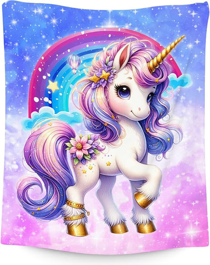 Unicorn Blanket for Girls Gifts for Kids Adults - Cozy Plush Fleece Cute Throws Decor for Bedding (60"x80")