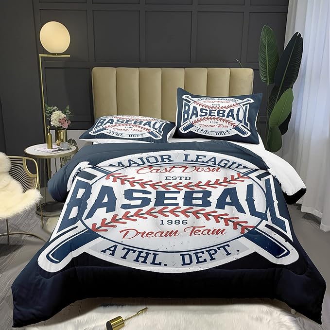 Bodhi Sports Comforter for Boys,Baseball Comforter Set Twin,Boys Comforter Set Twin Size,Baseball Bedding Set for Kids,Teen Comforter Bedding Set Twin with Pillowcases