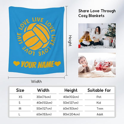 Personalized Volleyball Gifts, Volleyball Blanket for Teen Girls Team Player Party Decorations, Custom Sport Throw Gift Ideal for Women Adults, 60"x80"