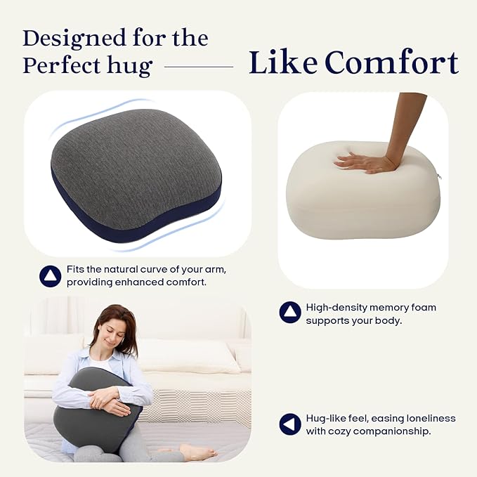 ZonLi Weighted Pillow for Adults 6.5lbs, Washable Hug Pillow Get Better Sleep, Detachable Sensory Body Weighted Pillows, Memory Foam Bed Pillow (Grey)