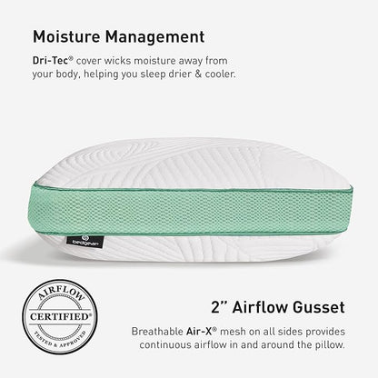 Bedgear Level Cuddle Performance Pillow - Firm Bed Pillow for Side Sleepers - Moisture Wicking Removable Cover - Size 2.0
