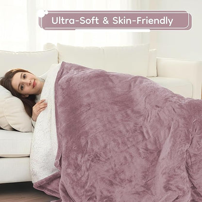 Electric Heated Blanket Full Size - 72"x84", Soft Flannel Heating Blanket, 10 Heating Levels, 1-12 H Auto Shut Off, Breathable Warm and Washable for Bed, Purple