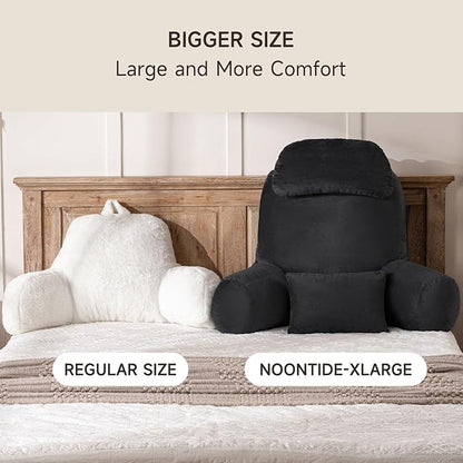 NOONTIDE Reading Pillow for Sitting up in Bed and Couch,32" X-Large Back Pillow for Adult & Teens with Soft Adjustable Neck Roll Backrest Pillow,Washable Cover,Watching TV/Gaming/Relaxing(Black)