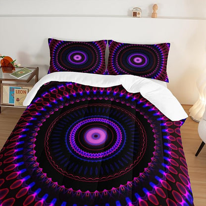 Mandala Printed Comforter Set Full Size Bedding Sets for Girls,Bohemian Style Twin Bed Comforter Set for Kids Girls Teens Women Bedroom Decor with 2 Pillowcases.