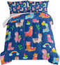 HOSIMA Kids Cute Llama Comforter Full Size Bed in a Bag,Cartoon Rainbow Alpaca Comforter with 2 Pillowcases,Animal Bedding Sets for Children Room Decor,Blue Toddler Bedding Set for Boys Girls.