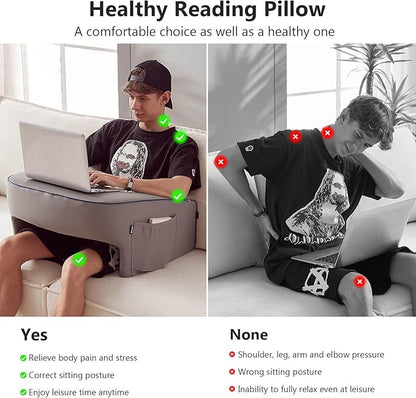 Reading Pillow, Ergonomic Lap Desk, Book Pillow for Reading in Bed, Arm Rest for Couch, Lap Pillow, Reading Cushion, Gaming Pillow, Arm Pillows for Adults