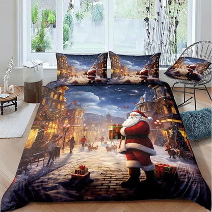Christmas Duvet Cover Bedding Sets King Size for Kids Girls Teens, Christmas Petal Country Bedding Décor, 1 Duvet Cover and 2 Pillow Shams - 104x90 inches