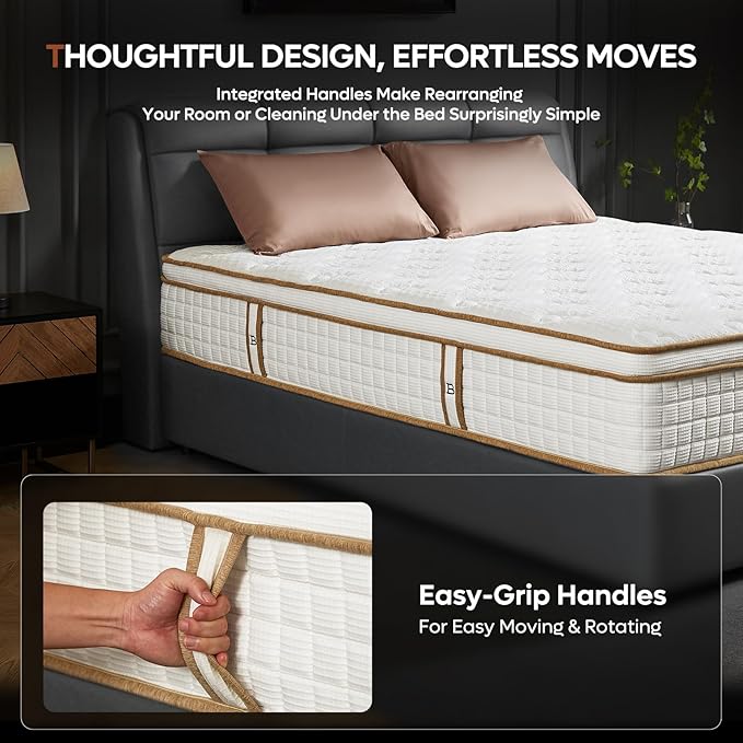 Bestier 12 Inch King Size Mattress with Memory Foam & Individual Springs, Luxury Tencel Mattress for Cool Sleep and Pressure Relief, Mattress in a Box, Medium Firm, CertiPUR-US Certified, 80"x76"x12"