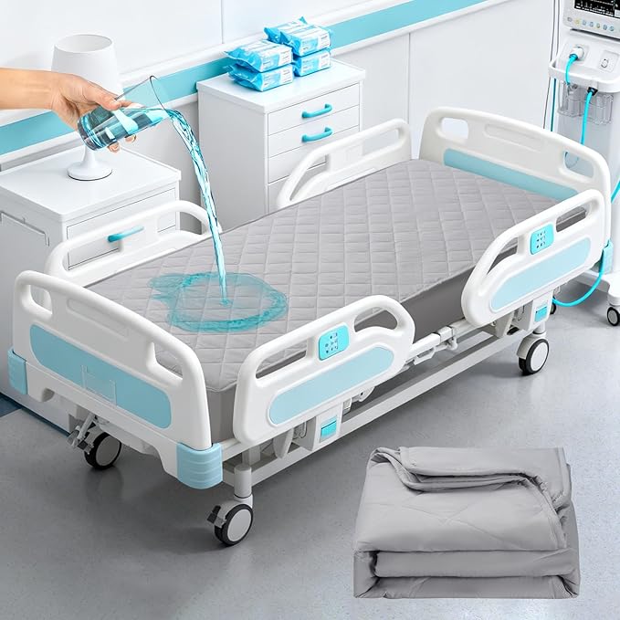 Hospital Bed Mattress Protector Cover Waterproof 36" x 80" x 14" Hospital Bed Sheets Incontinence Protection, Soft Breathable Mattress Pad for Elderly, Adults Machine Washable, Gray