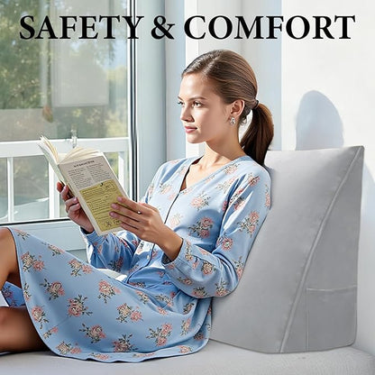 Wedge Pillow Headboard Reading Pillow Triangular Backrest Support Pillow for Sitting in Bed Positioning Support Pillow for Sofa Daybed Removable Cover