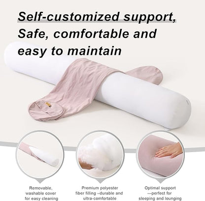 Body Pillow for Adults – Long Bolster Pillow for Bed, Round Cuddle Pillow, Full Support for Side Sleepers,47.24x 7.87 Inches,Purple