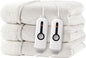 Electric Heated Blanket King Size 90"x100" - Dual-Sided with Microplush & Sherpa Fabric, 4 Heat Settings & 10 Hours Auto Off, Dual Controller, Machine Washable - White