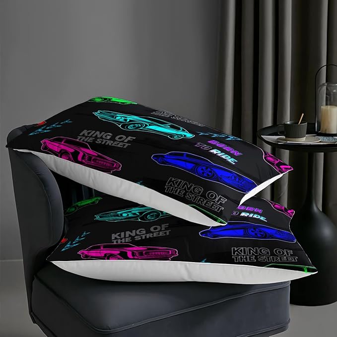 AILONEN Racing Car Comforter Set Twin Size, Fast and Furious Extreme Sport Games Bedding Sets for Kids Boys Teens,Cartoon Sports Car Bed in a Bag,1 Quilt and 2 Pillowcases,3 Pieces