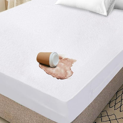 Mattress Protector California King Size Fits 9-12" Deep, Waterproof Zippered Mattress Encasement Cover with Premium Breathable Soft Terry Cloth Top for Cal King Size Bed