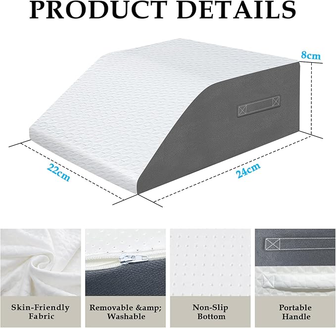 8" Leg Elevation Pillows Memory Foam Leg Support Bed Wedge Pillow Leg Elevated for Sleeping, Leg Pillows Good for Back& Knee& Hip& Ankles