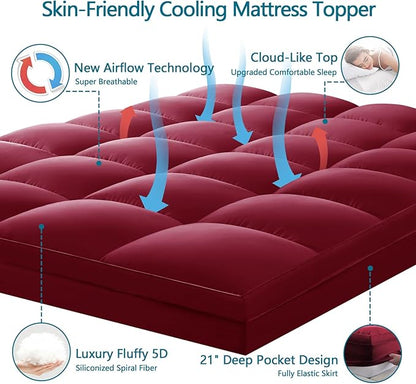 CHOKIT King Mattress Topper, Extra Thick Pillow Top Mattress Pad for Back Pain Relief, Cooling Bed Topper Mattress Cover with 8-21 Inch Deep Pocket