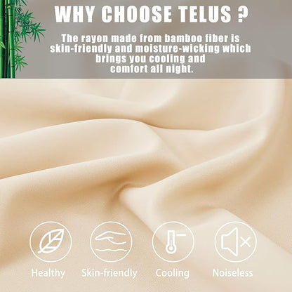 Pillow Cases King Size 2 Pack, Bamboo Rayon Cooling Pillowcases with Envelope Closure, Cool Breathable Pillow Case for Hot Sleepers & Night Sweats, 20x40 inches, Khaki