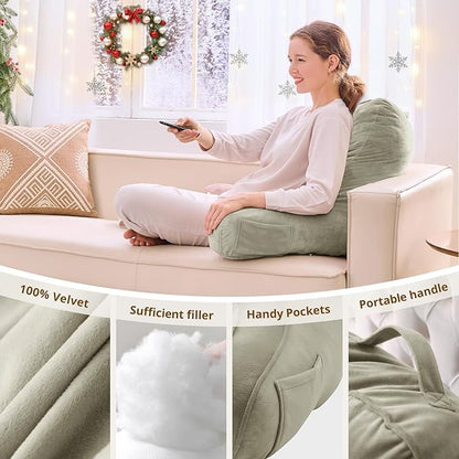 Sasttie Reading Pillow, Pillows for Reading or Relaxing – Ergonomic Support for Head, Neck, Back, and Lumbar, 21-Inch, Linen