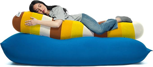 Yogibo Roll Long Full Body Pillow for Women and Men, Adults, for Back, Lumbar, Body Support, Side Sleeper, Maternity, Nursing, Pregnancy for Sleeping, Micro-Bead Filling, Rainbow Sunset