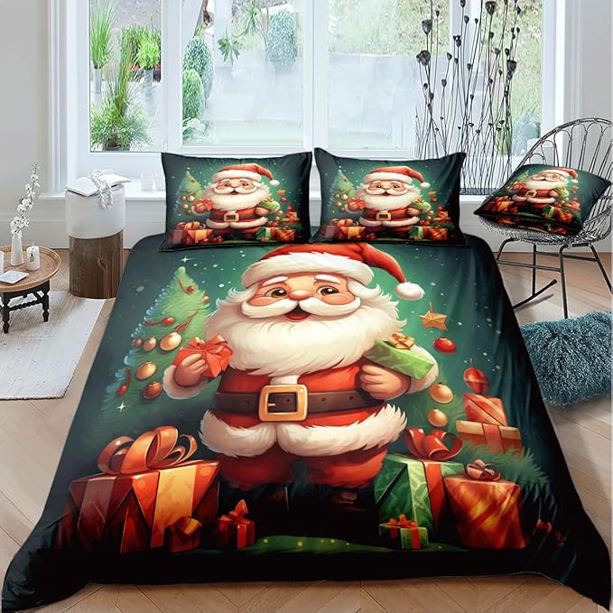 Christmas Duvet Cover Bedding Sets King Size for Kids Girls Teens, Christmas Petal Country Bedding Décor, 1 Duvet Cover and 2 Pillow Shams - 80x90 inches