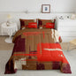 Feelyou Abstract Bedding Set Comforter Set for Kids Boys Girls Teens Room Decor Modern Abstract Art Comforter Brown Orange Duvet Set 3Pcs Queen Size
