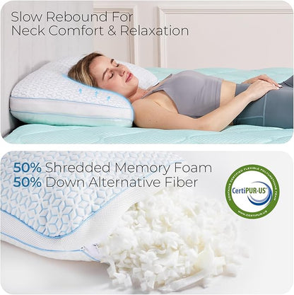Sweetnight Cooling Pillows, Memory Foam Pillows Queen Size Set of 2, Almohadas para Dormir for Hot Sleepers