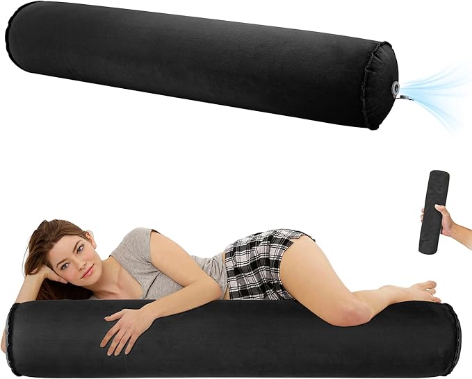 EULANT 47inch Inflatable Long Bolster Body Pillow for Adults Pregnant,Travel Body Pillow Hug Pillow for Bed,Round Cervical Roll Cylinder Bolster Pillows for Hugging Sleeping,Back etc