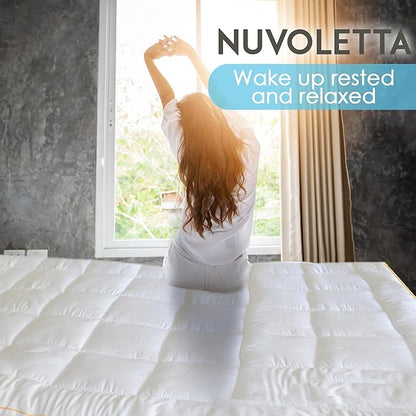 NUVOLETA King Mattress Topper, 100% Viscose derrived from Bamboo Cooling Mattress Bed Topper 400 TC Extra Thick Plush Topper with 21 inch Deep Pockets.