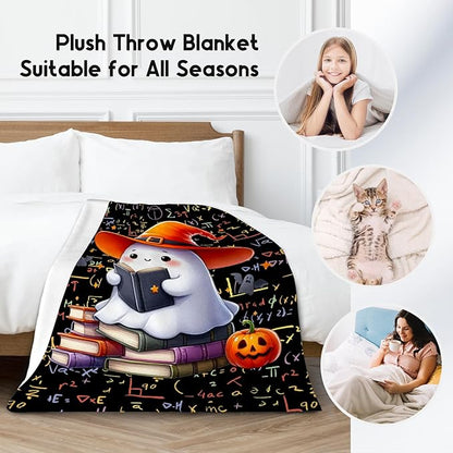 Girls Blankets - Kids Blanket Gifts for Toddler Teen - 60x80 Inch Cute Halloween Pumpkin Throw - Cozy Soft Fleece Reading Blanket for Couch Office Bed