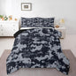 Castle Fairy Gray Pixelated Miners Gamer Bedding Sets Full Size,Cartoon Style Video Games Reversible Down Comforter Breathable Polyester Quilt Set,Black Checkered Grid Duvet Insert,2 Pillowcases