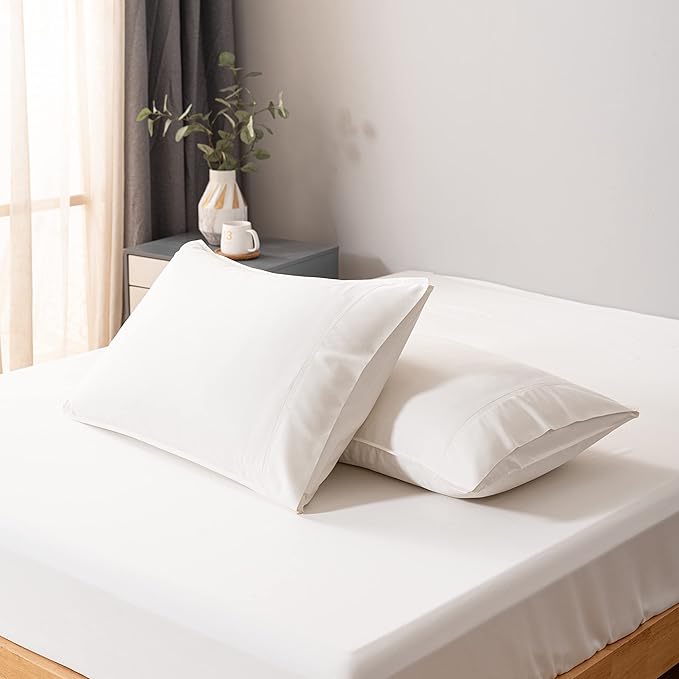 Bella Coterie | Luxury Bamboo Viscose King Size Pillowcase Set | 100% Organically Grown | Ultra Soft | Cooling | 2 Pcs [Ivory]