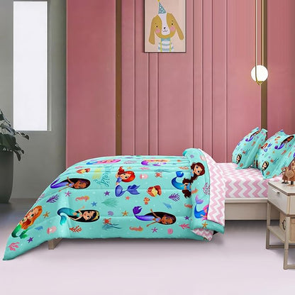 Kids Twin Comforter Set with Sheets for Girls 5-Piece Complete Set Easy-Wash Super Soft Microfiber Comforter Bedding, Mermaid Bed Set Twin Size